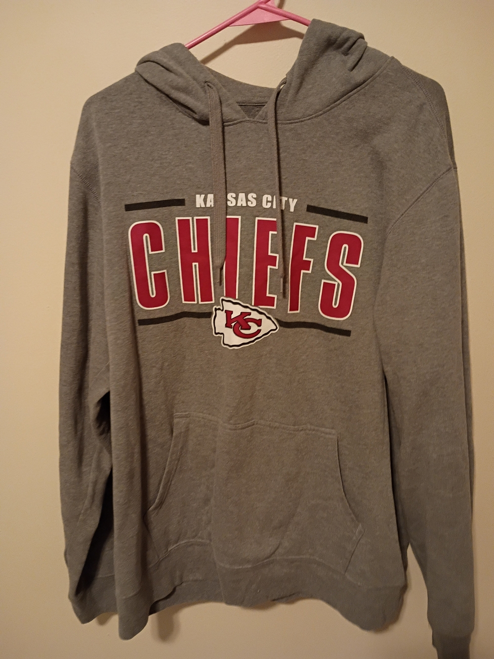 NFL Kansas City Chiefs Gray Hoodie with Red Team Logo